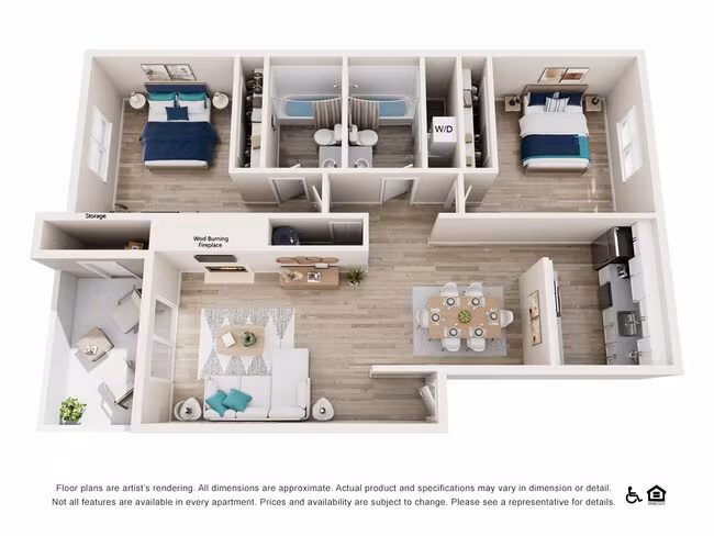 2 Bedroom 2 Bath - Renovated RR-101 floor plan